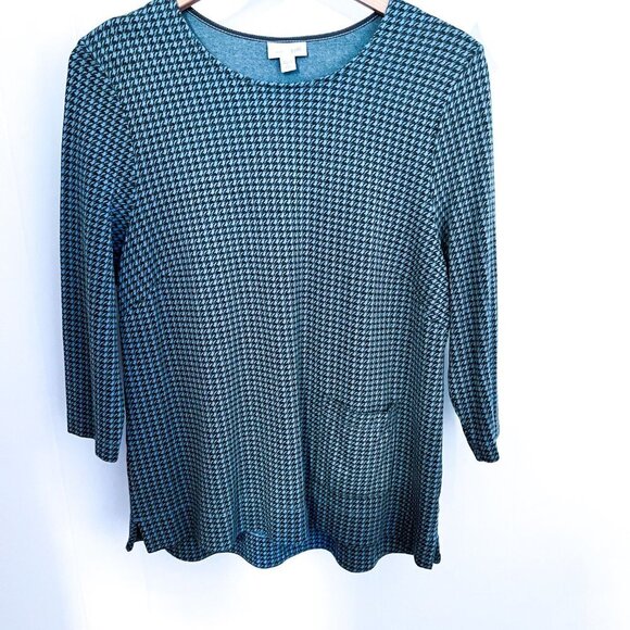 J Jill Houndstooth Ponte Knit Tunic Top Womens LP Large Petite - Picture 5 of 14